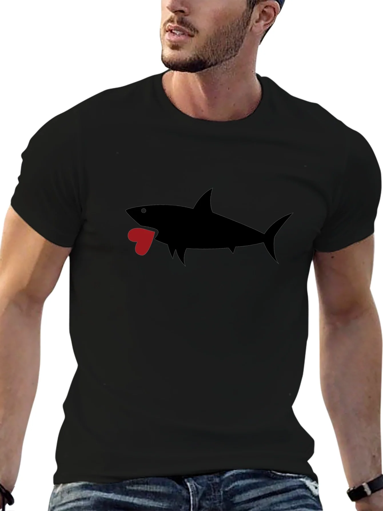 Shark Heart Graphic Black T-Shirt