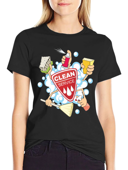 Clean Service T-Shirt - Cartoon Design