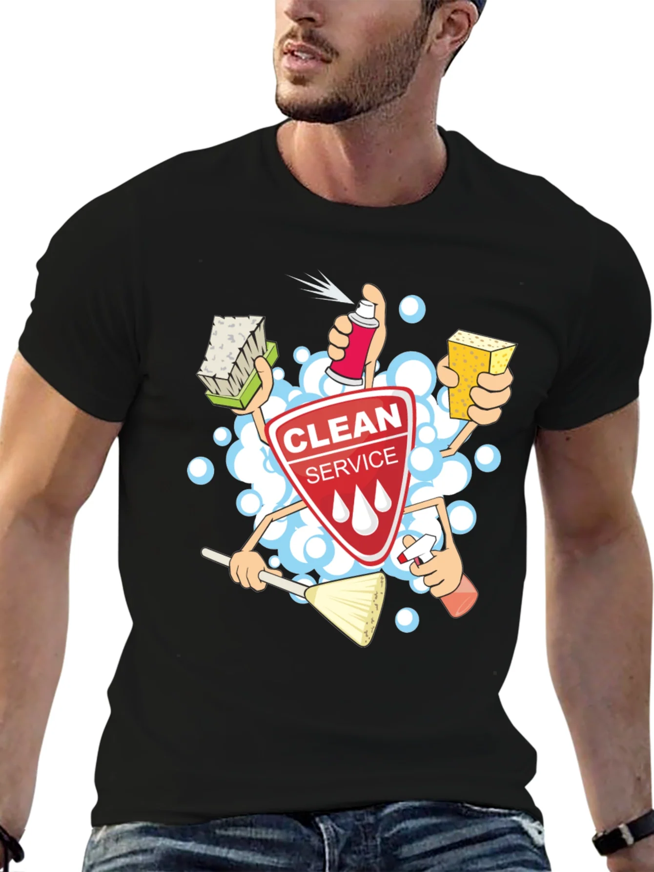 Clean Service T-Shirt - Cartoon Design
