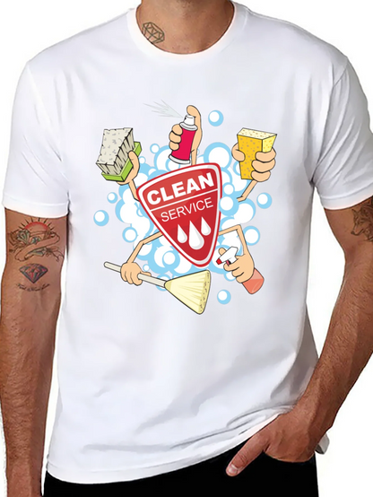 Clean Service T-Shirt - Cartoon Design