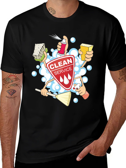 Clean Service T-Shirt - Cartoon Design