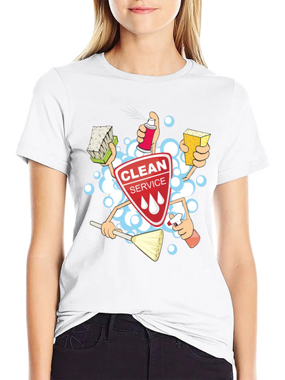Clean Service T-Shirt - Cartoon Design