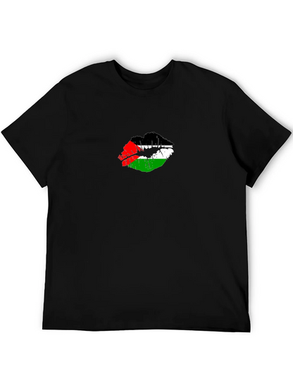 Palestine Flag Lips T-Shirt - Unique Graphic Tee
