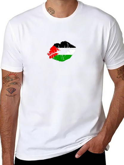 Palestine Flag Lips T-Shirt - Unique Graphic Tee