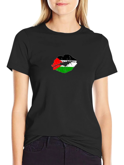 Palestine Flag Lips T-Shirt - Unique Graphic Tee