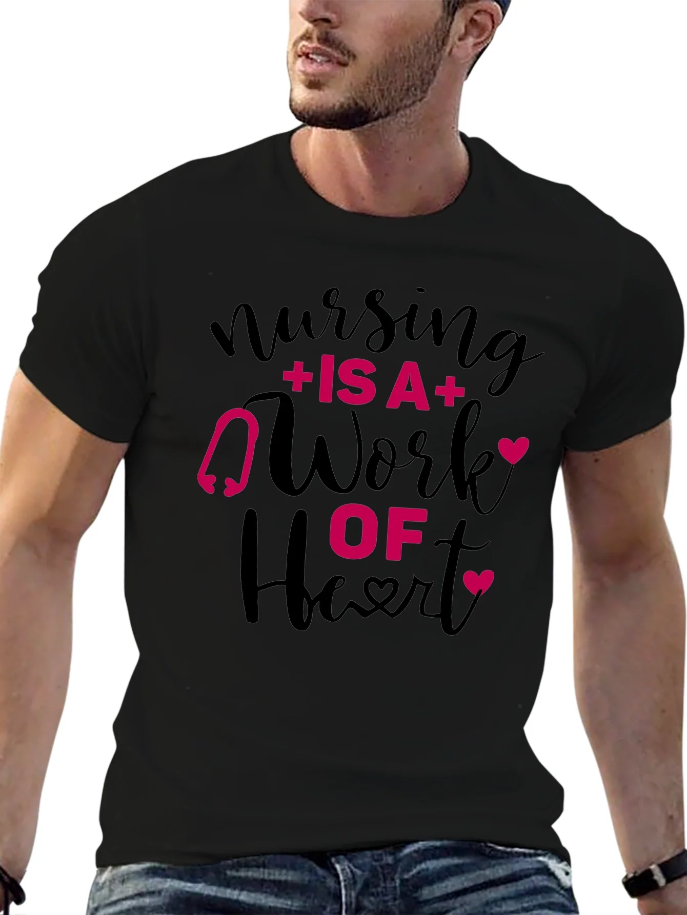 Nursing Is A Work Of Heart Graphic Tee