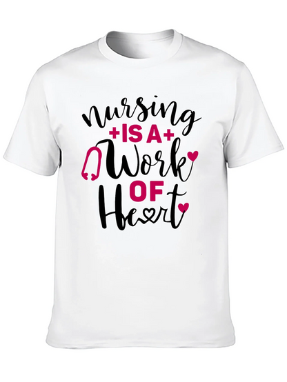 Nursing Is A Work Of Heart Graphic Tee