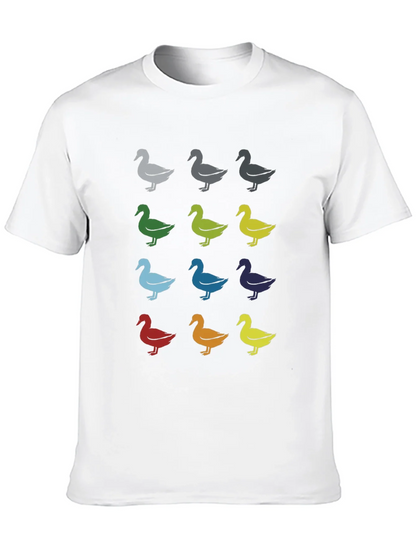 Quirky Duck Pattern Graphic Tee - Black Unisex T-Shirt