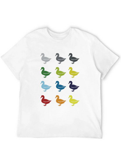 Quirky Duck Pattern Graphic Tee - Black Unisex T-Shirt
