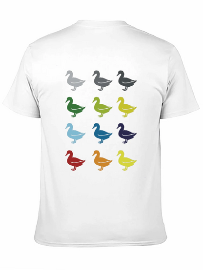 Quirky Duck Pattern Graphic Tee - Black Unisex T-Shirt