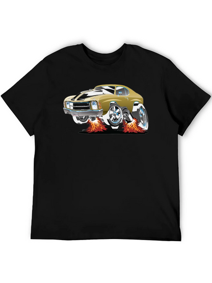 Car Graphic Tee - Black Cotton T-Shirt