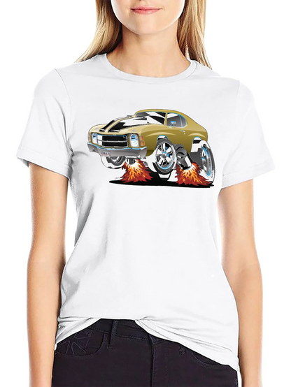 Car Graphic Tee - Black Cotton T-Shirt