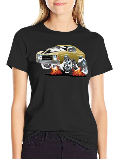 Car Graphic Tee - Black Cotton T-Shirt