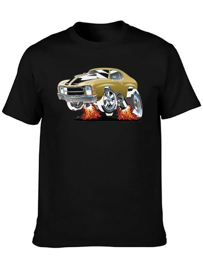 Car Graphic Tee - Black Cotton T-Shirt