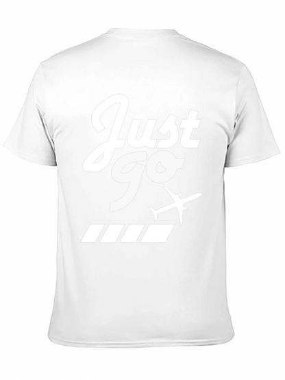 Just Go Airplane Graphic Tee - Black Cotton T-Shirt