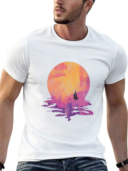 Sunset Sail Graphic Tee - Retro Style