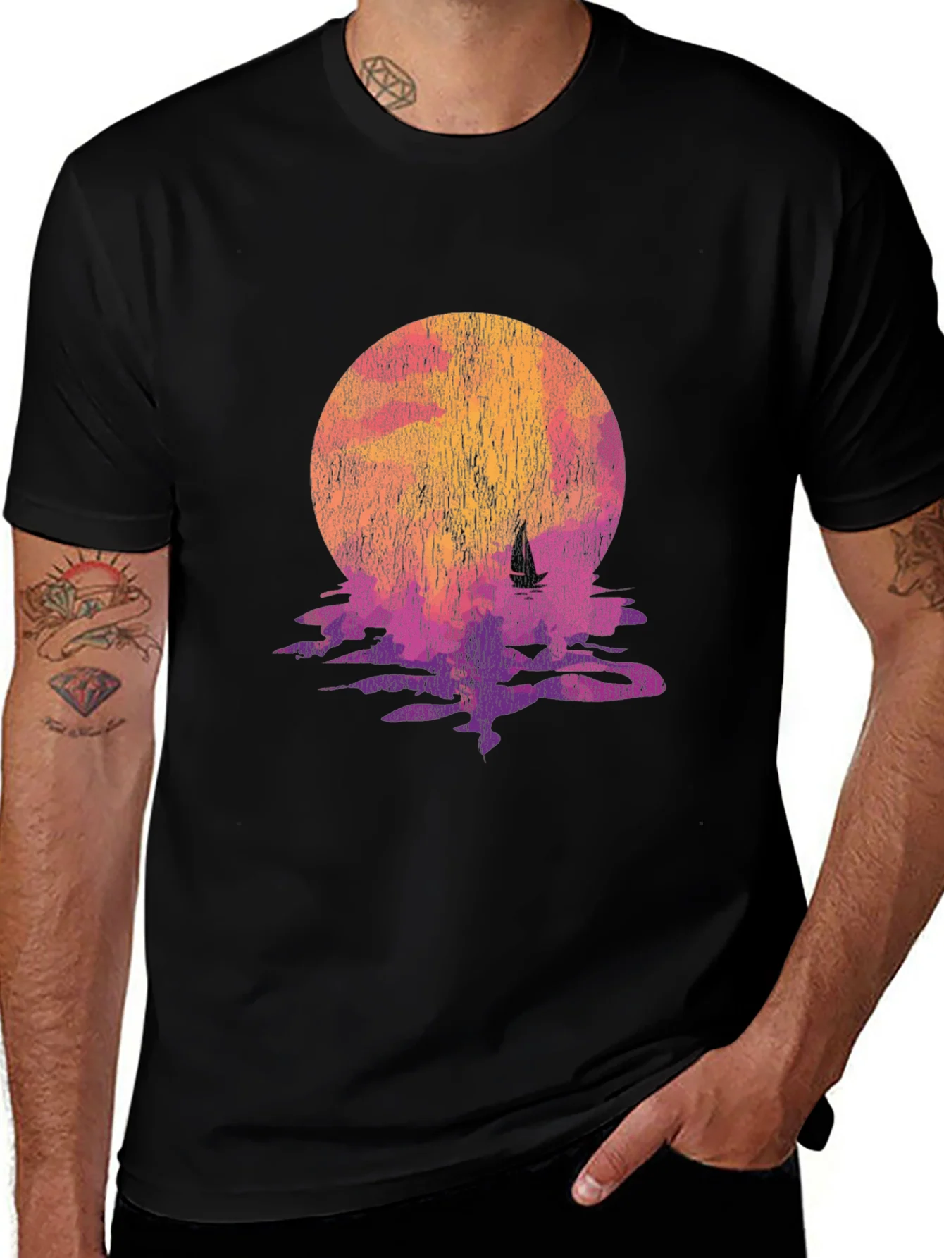 Sunset Sail Graphic Tee - Retro Style
