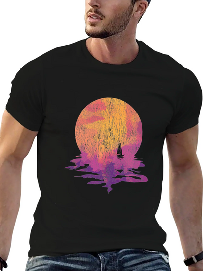 Sunset Sail Graphic Tee - Retro Style
