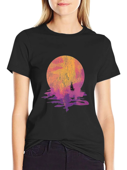 Sunset Sail Graphic Tee - Retro Style