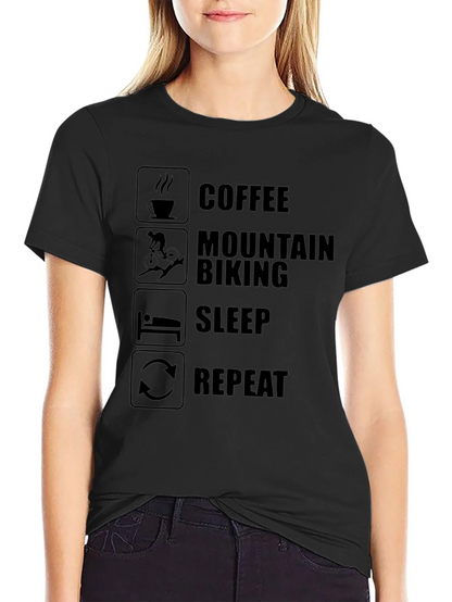 Coffee Mountain Biking Sleep Repeat Mens Black T-Shirt