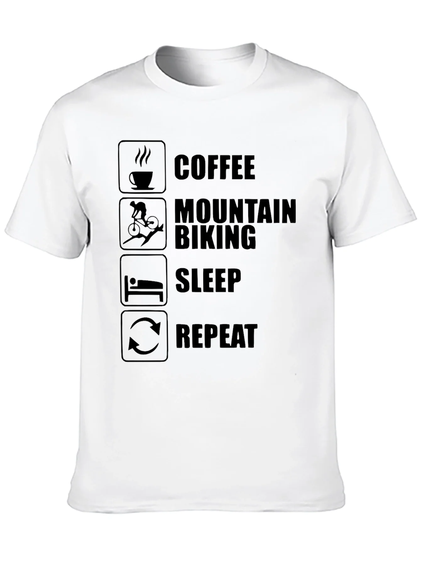 Coffee Mountain Biking Sleep Repeat Mens Black T-Shirt