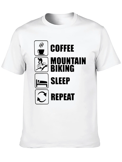 Coffee Mountain Biking Sleep Repeat Mens Black T-Shirt