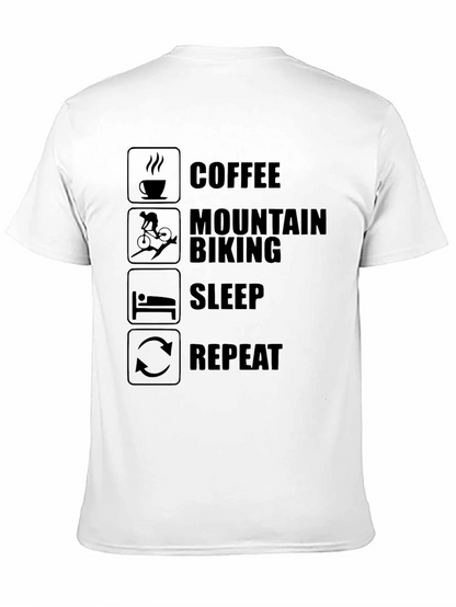 Coffee Mountain Biking Sleep Repeat Mens Black T-Shirt