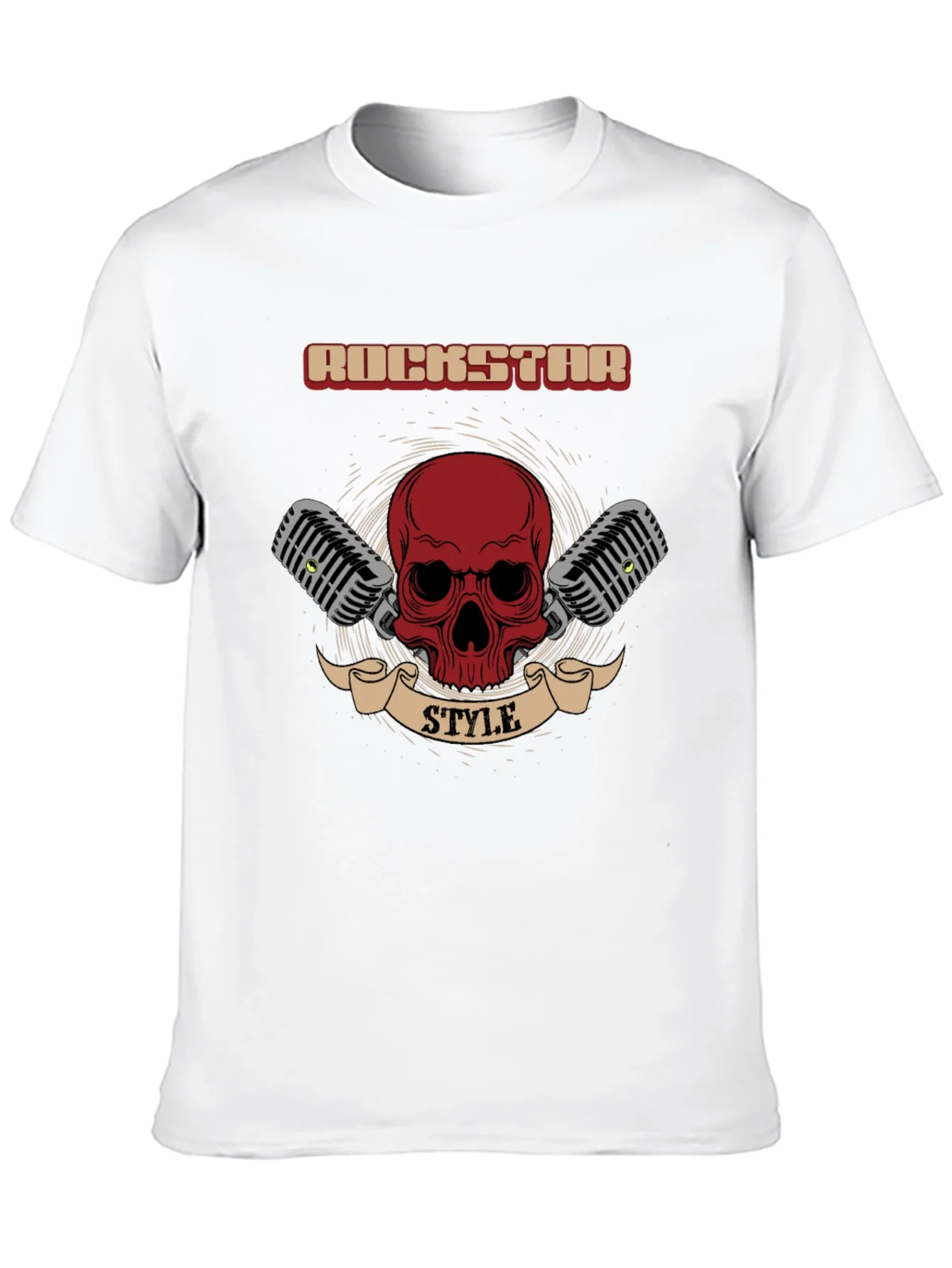 Rockstar Style Graphic Tee - Skull & Microphones