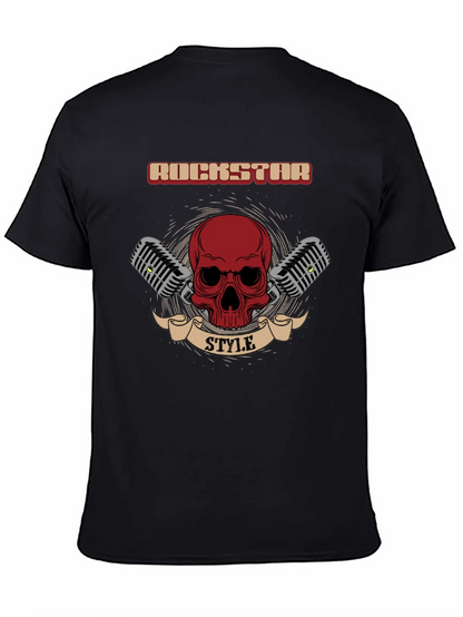 Rockstar Style Graphic Tee - Skull & Microphones