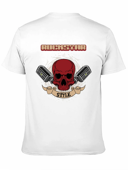Rockstar Style Graphic Tee - Skull & Microphones