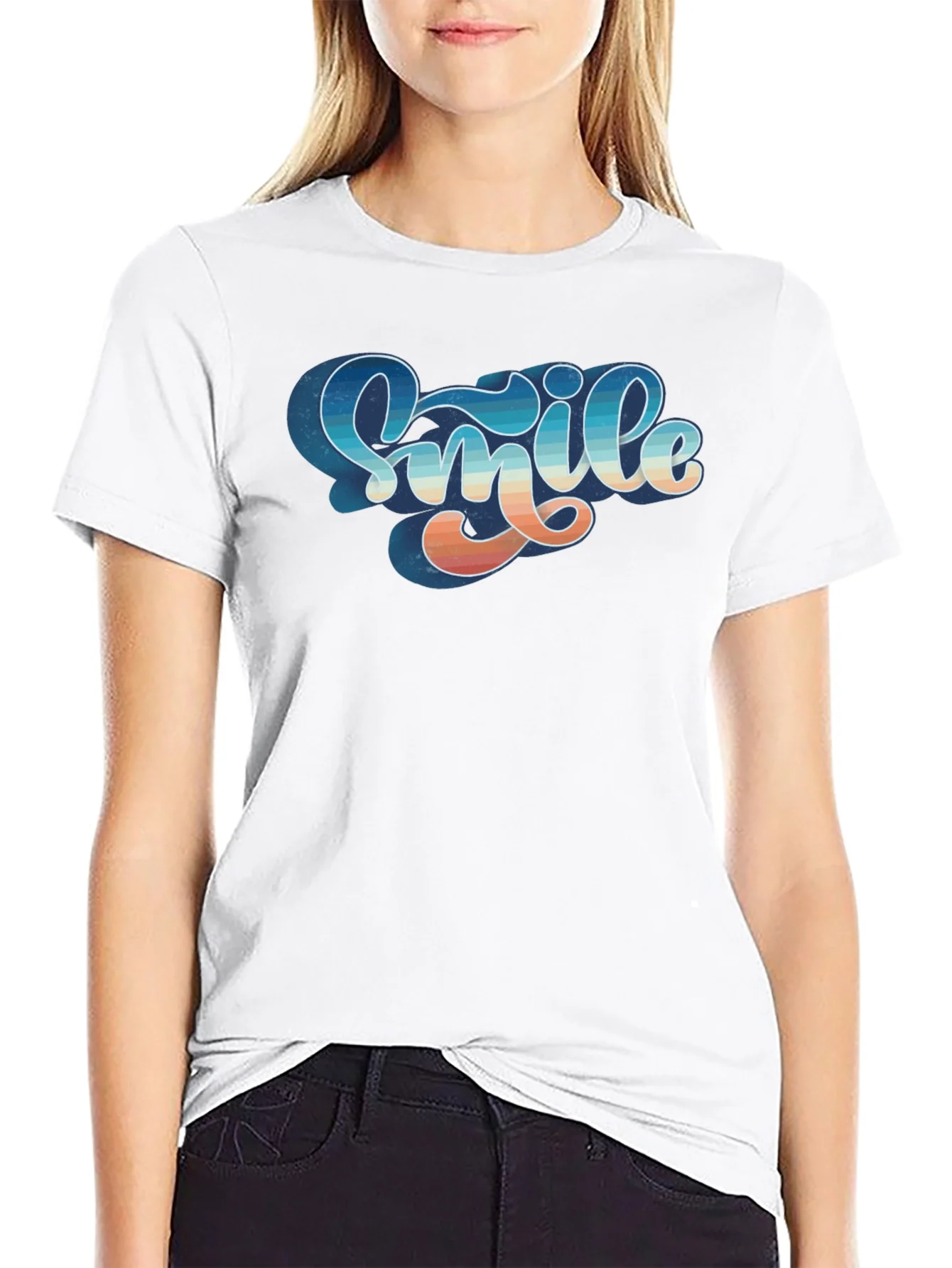 Retro Smile Graphic Black Tee