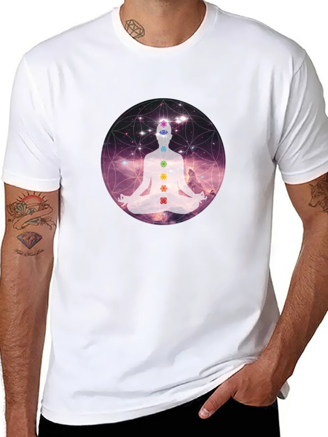 Chakra Meditation Graphic Tee - Relaxing Comfort
