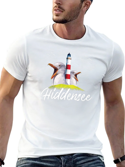 Hiddenese Seagull Lighthouse Graphic Tee