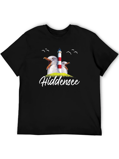Hiddenese Seagull Lighthouse Graphic Tee