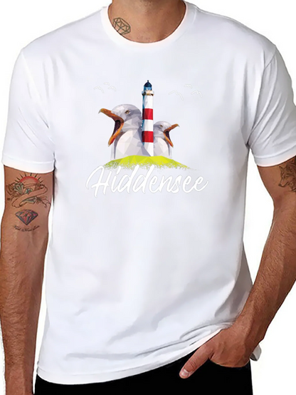 Hiddenese Seagull Lighthouse Graphic Tee