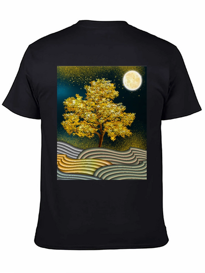 Golden Tree Graphic Tee - Stylish Unisex Black T-Shirt