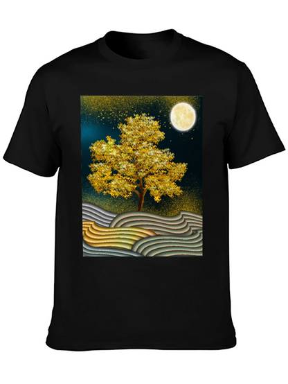 Golden Tree Graphic Tee - Stylish Unisex Black T-Shirt