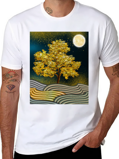 Golden Tree Graphic Tee - Stylish Unisex Black T-Shirt