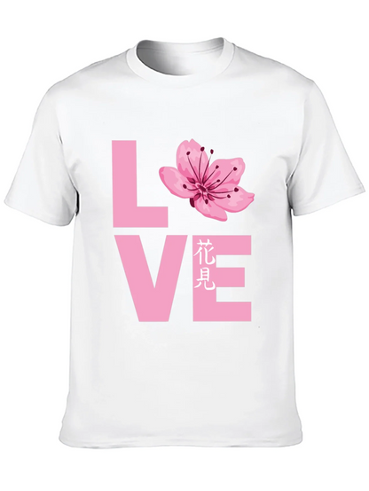 Love Cherry Blossom Graphic T-Shirt - Black