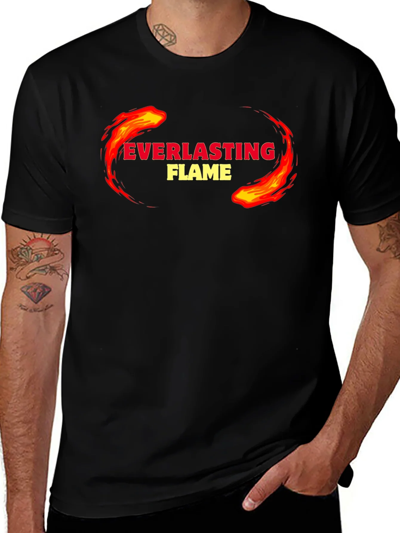 Everlasting Flame Graphic Tee - Black Cotton