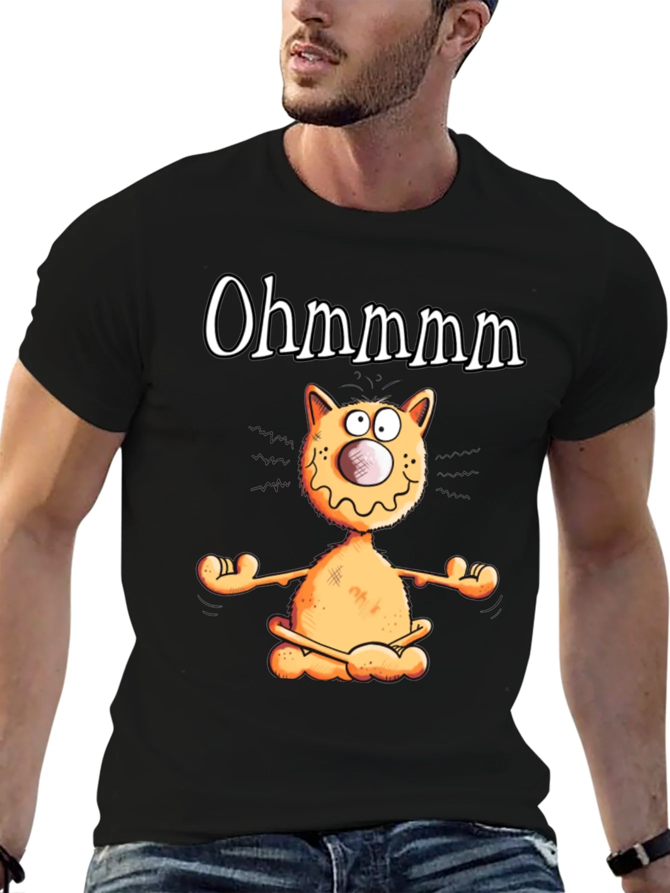 Ohm Cat T-Shirt - Funny Yoga Meditation Tee