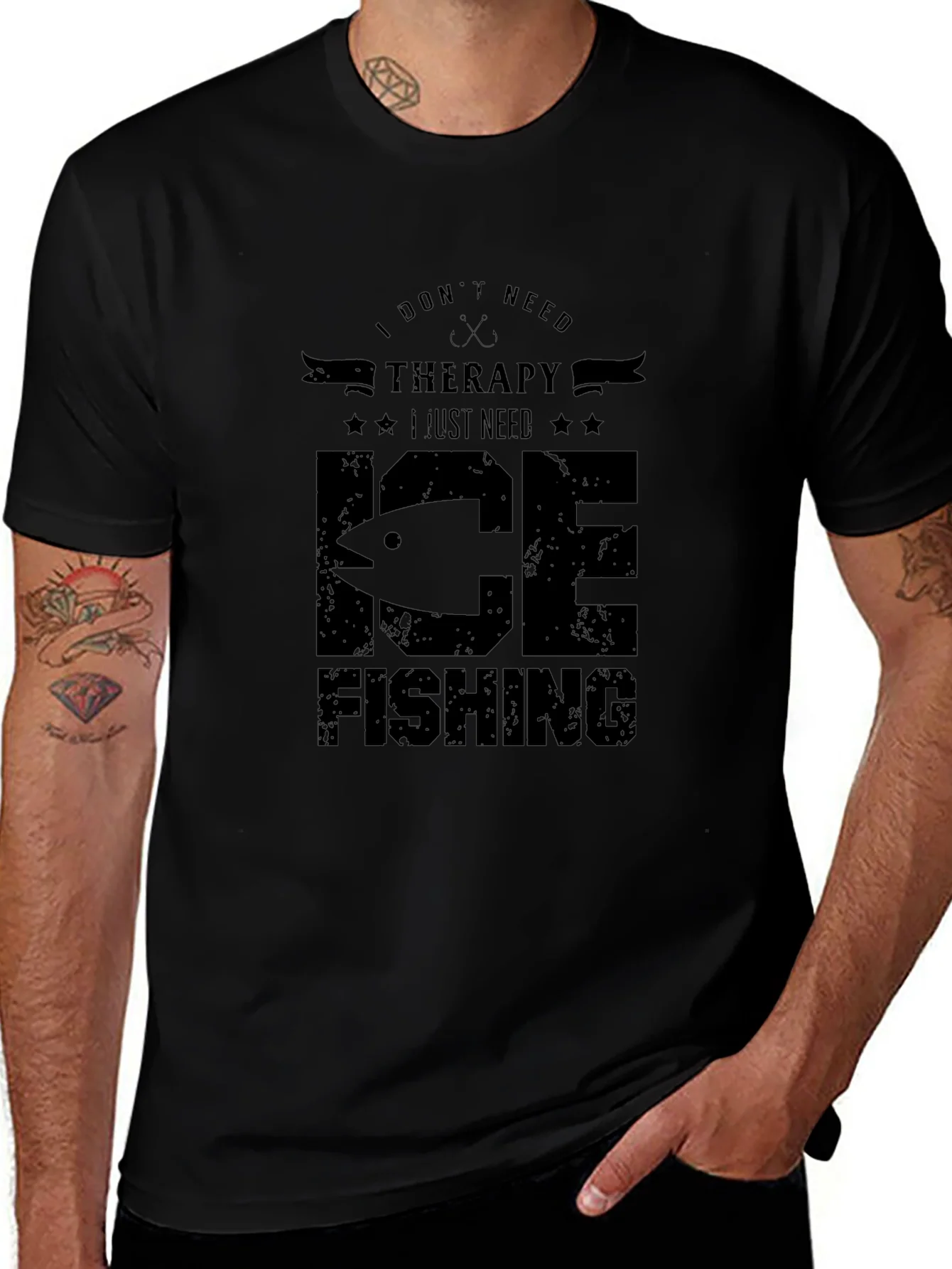 Ice Fishing Therapy Graphic T-Shirt