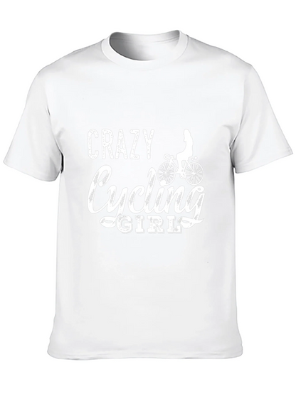 Crazy Cycling Girl T-Shirt - Black Cotton Tee
