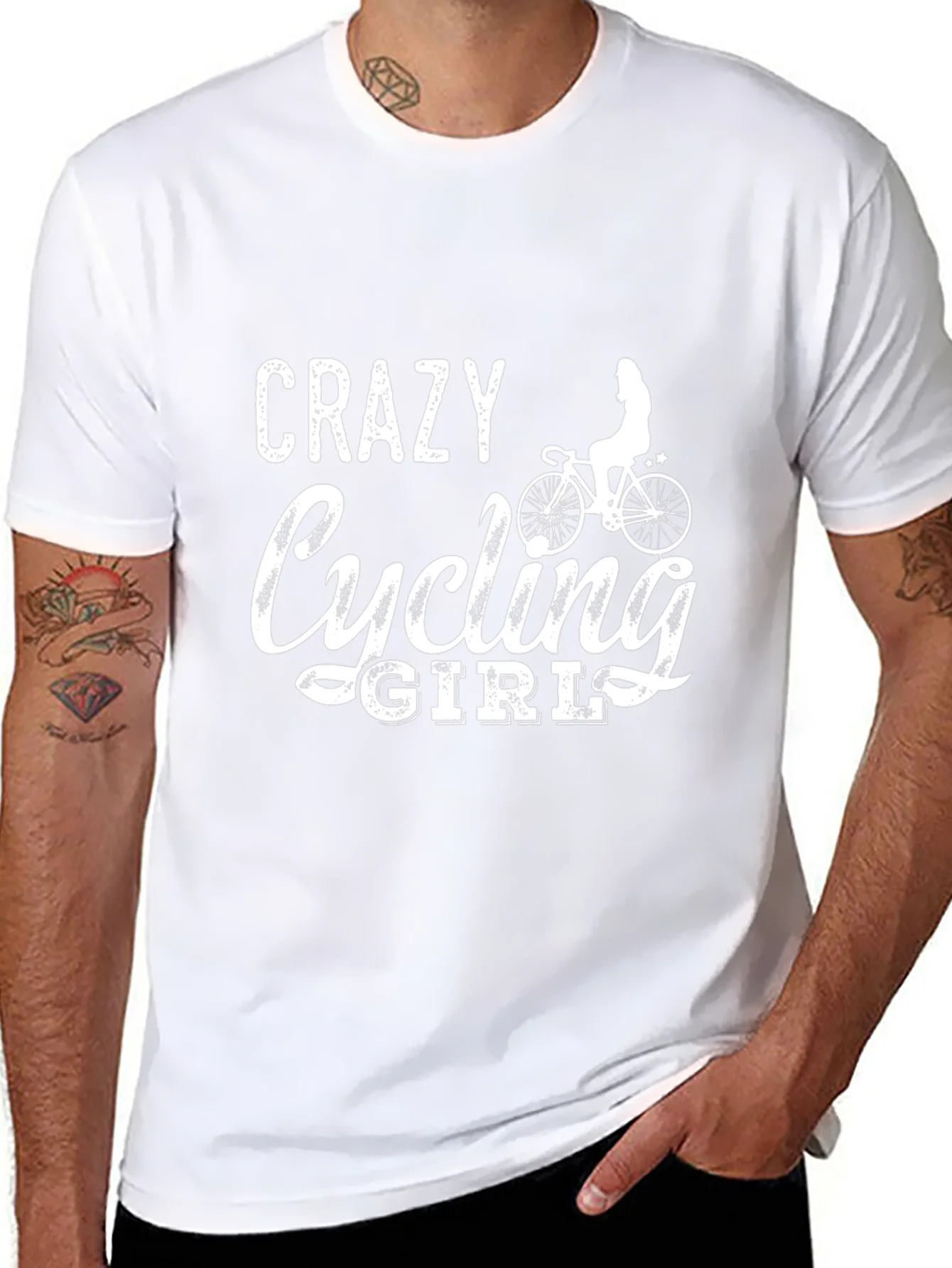 Crazy Cycling Girl T-Shirt - Black Cotton Tee