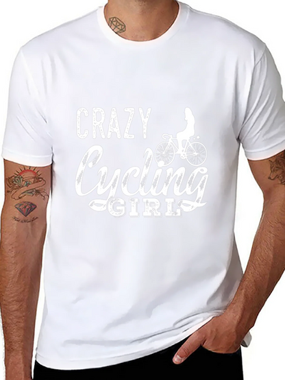 Crazy Cycling Girl T-Shirt - Black Cotton Tee