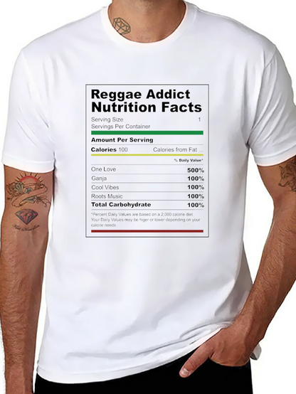 Reggae Addict Nutrition Facts T-Shirt - Black