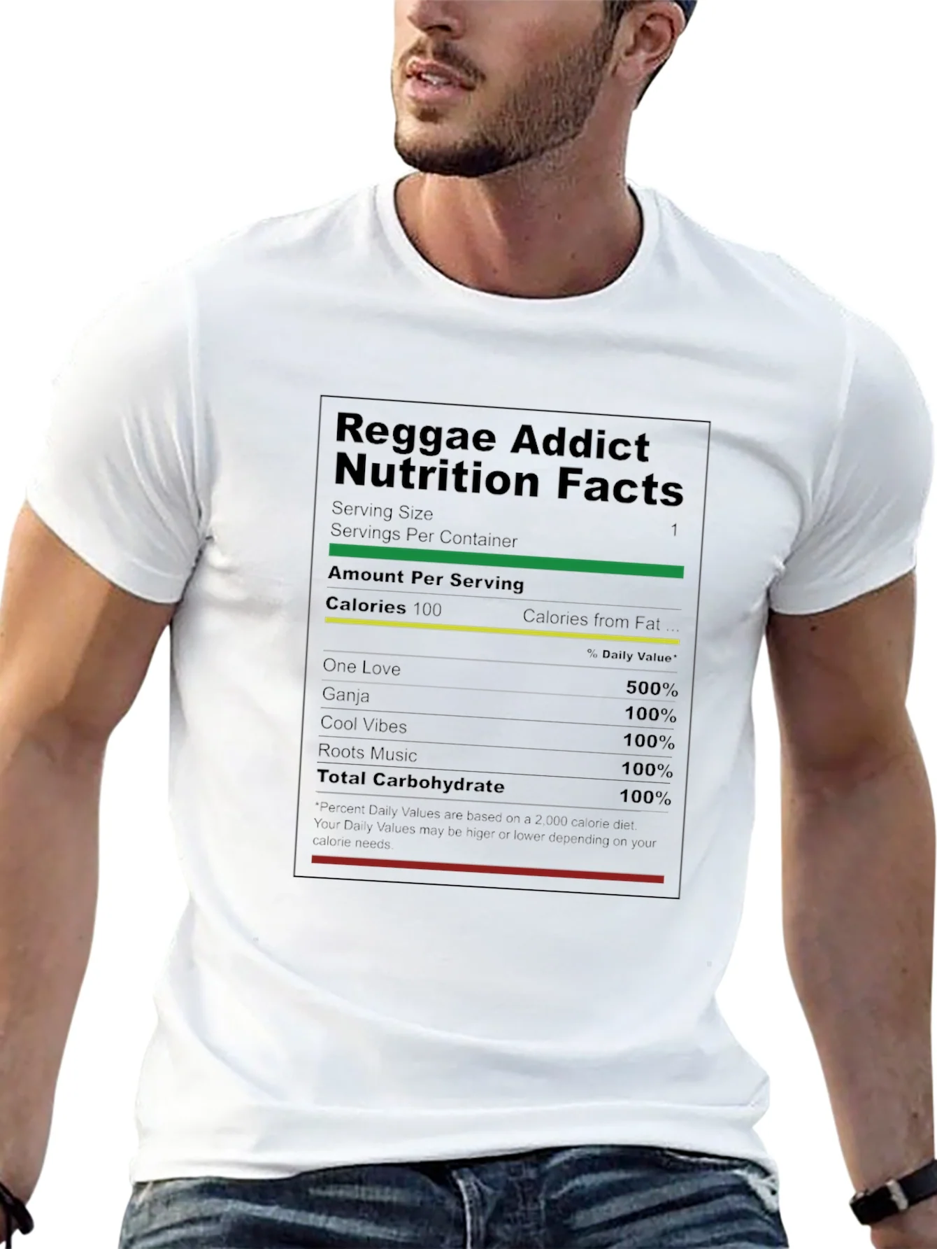 Reggae Addict Nutrition Facts T-Shirt - Black
