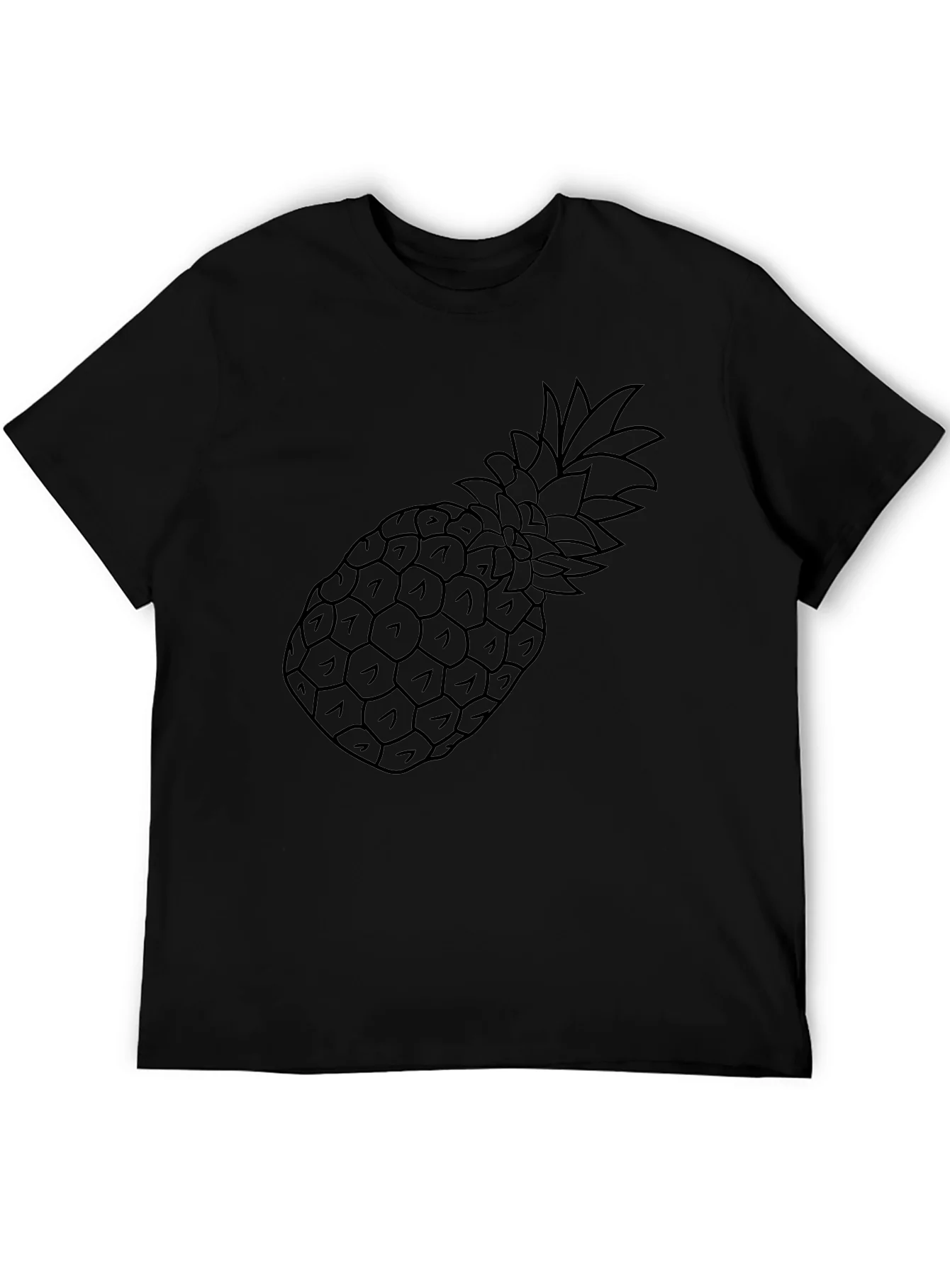 Black Pineapple Outline Graphic Tee Shirt