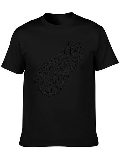 Black Pineapple Outline Graphic Tee Shirt