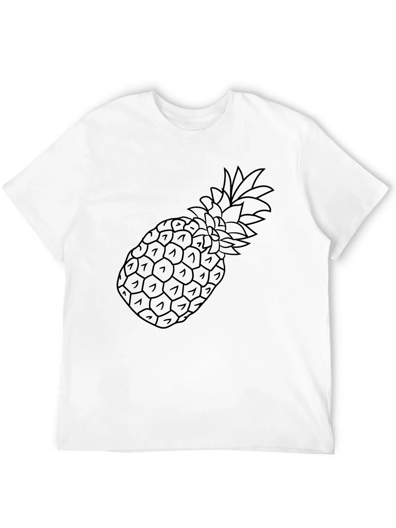 Black Pineapple Outline Graphic Tee Shirt